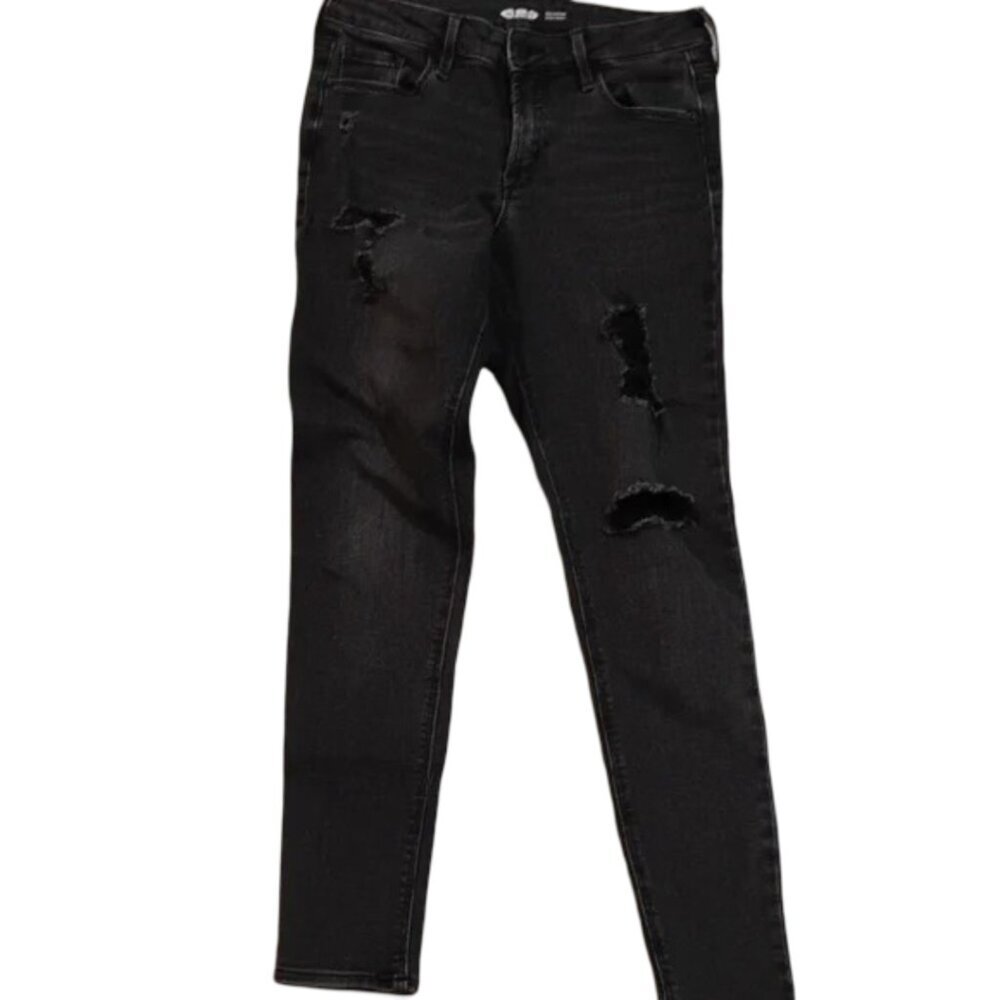 🚨Old Navy Women's Size 4 Distressed Black Ripped Rockstar Super Skinny Jeans